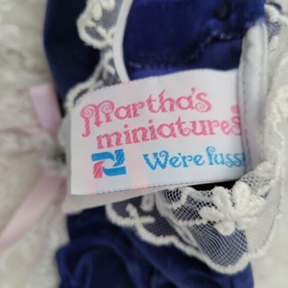 Martha’s Miniatures Dress Blue Velvet Full Circle Dress 0-3 months Vintage lace - Picture 3 of 7